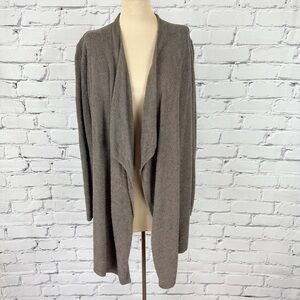 Barefoot Dreams Bamboo Chic Lite Knit XS Cocoa Brown Open Front Cardigan Cozy